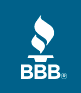 A blue and white logo of the better business bureau.